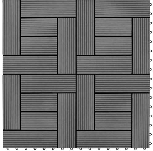 ZEYUAN Carreaux de terrasse 22 pcs 30 x 30 cm 2 m² WPC Gris,Caillebotis Exterieur,Dalle Terrasse Exterieur