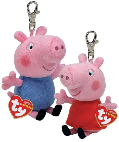 TY Peppa Wutz & Schorsch Wutz Peppa Wutz Clips Multipack - Squishy Beanie Baby Weiche Plüschspielzeuge - Sammelbare Kuschelige Gefüllte Teddybären