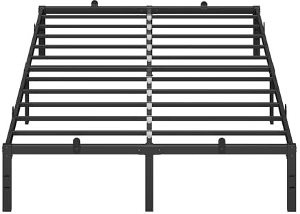 VASAGLE Double Metal Bed Frame, 135 x 190 cm, Under-Bed Space, Modern Style, for Guest Room, Easy Assembly, Ink Black RMB136B01