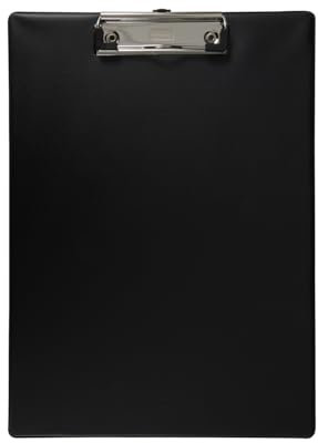 Idena 11373 - Planchette à pince pour DIN A4, format vertical, Clipboard revêtu de PVC noir, vérifié FSC-Rec