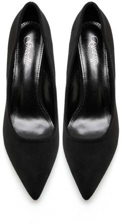 Gizelle Womens Office Work Shoes Ladies Low Heels Pointed Toe Party Wedding Court Shoes for Women UK, Black Suede-6