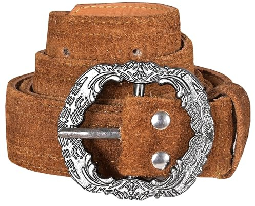 German Wear Cintura da uomo in vera pelle, con fibbia tradizionale, marrone rossiccio, 46-48