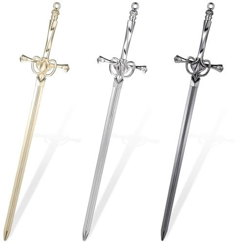 MBAIYO 3 Pack Letter Openers, Sword Letter Opener with Ergonomic Handle Fancy Decorative Envelope Slitter Mail Opener Tool for Home Office Desk Black Silver Gold