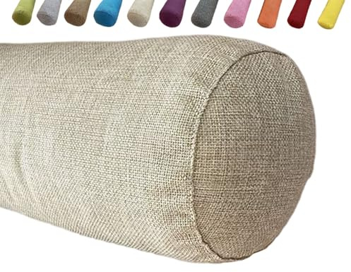 uyeoco Cervicale Rotolo Cilindro Cuscino Di Sostegno Supporto - 20x120 20x80cm Morbido Cuscini Collo/lombare, Rimovibile per Divano e Letto, Cuscino dormire,Gambe, Schiena e yoga(Beige,20x80cm)