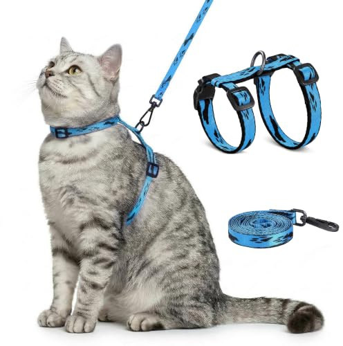 PawSailor Adjustable Cat Harness & Lead Set Escape Proof Comfortable Blue