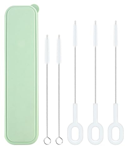 FRCOLOR Brosse de Nettoyage pour Pailles et Biberons – Set 5 Pièces Poils Doux – Accessoire de Nettoyage pour Bouteilles en Verre et Gobelets – Alimentation Bébé