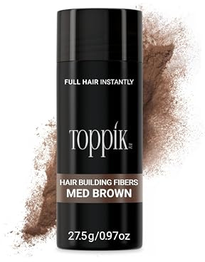 Toppik Hair Building Fibers, Medium Brown, 27.5g Fill In Fine or Thinning Hair, Instantly Thicker, Fuller Looking, 9 Shades for Men & Women, Keratin Protein Formula