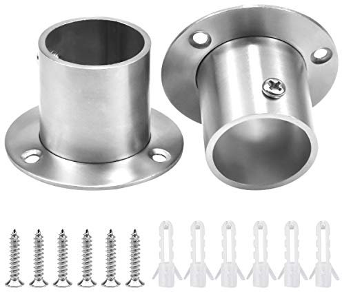 2 Pcs Flansch Sockel 32mm Edelstahl Kleiderschrank Rohr Halterung, Closet Rod Halter, Rod End Stützen with 6 Schrauben