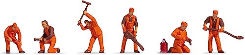 NOCH H0 Figuren NOCH Gleisbautrupp, Hobby-Figuren, ideales Zubehör für Modelleisenbahn in Spur N, Orange