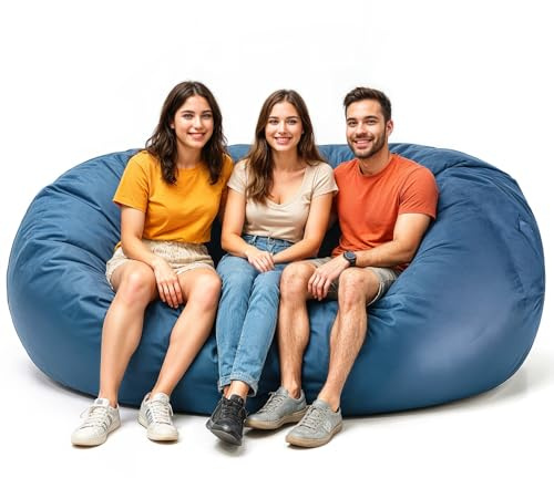 Lumaland Outdoor/Indoor Bean Bag 7ft, Water-Repellent and Fading-Resistant, Comfortable Sack Chair for Patio, Backyard, Frontyard, Deck, Garden, Swimming Pool and Home, Navy Blue