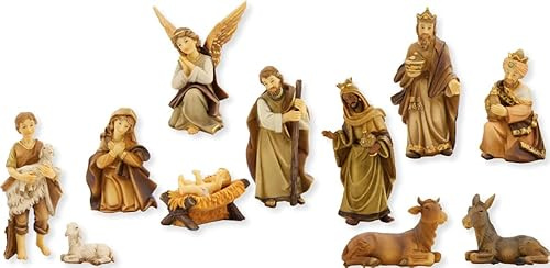 FADEDA 11 x markus-krubbfigurer, målad/höjd: 20 cm/handmålad/detaljerade krubbfigurer – julbord, dekoration, krubbtillbehör