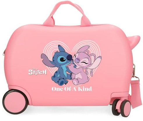 Disney Stitch One of A Kind Luggage - Bagaglio per ragazzi, bagaglio a mano unico nel suo genere con lucchetto a combinazione laterale e 4 ruote, realizzato in ABS, un materiale rigido e leggero.