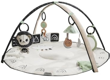 Tiny Love Classic Gymini, 2-in-1 musikalische Baby-Spielmatte, ab 0 Monaten, Baby-Spielbogen, 20 Aktivitäten, interaktives Musikspielzeug, verstellbare Bögen, Black & White Décor
