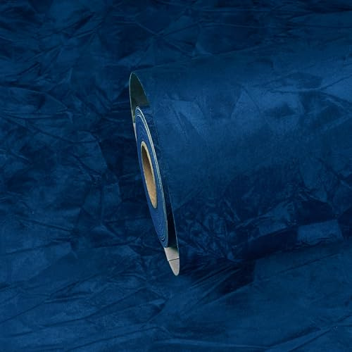 ReWallpaper Carta Adesiva Mobili Velluto Blu Carta Autoadesiva Decorativa Floccata per Mobili Pareti Fodera Adesiva Cassetti Gioielli 44.5cm×2m Spessa Carta Parati Velluto Feltro Blu Notte