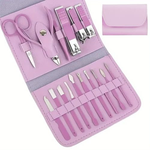 16 Piece Nail Clippers Set – Complete Manicure Set for Women and Men's Grooming Kit – Nail Kit with Nail Cutters, Pedicure Tools & Nail Care Kit Travel Pouch – Travel Gifts for Men Women & Technicians