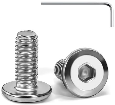 Tunejoy Viti a Testa Piatta M5 x 12 mm Vite a Testa Esagonale Bulloni in Acciaio Inox A2 V2A Bulloni per Mobili con Chiavi a Esagono Filettatura Completa 20 Pezzi
