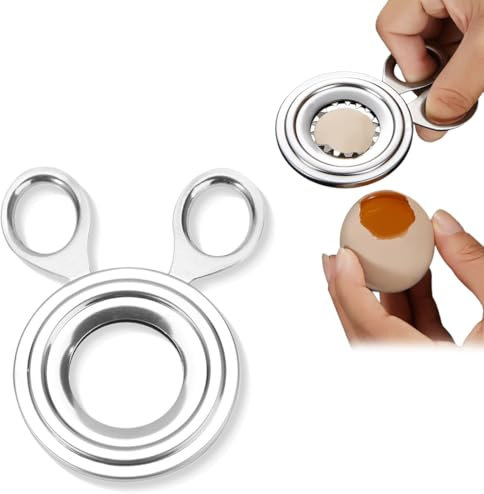 Sbuccia Uova Sode in Acciaio Inox, Apri Uova per Uova Crude e Cotte, Rompi Uova con Design Ergonomico, Strumento da Cucina Pratico