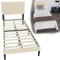 Suusolny Polsterbett Bettgestell mit Kopfteil aus Leder und Lattenrost Einzelbett Doppelbett Einfache Montage mit Installationstools Bettrahmen Bis 300KG Beige 90 x 200 cm