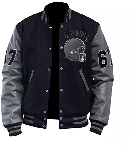 Suiting Style Mens Tom Hardy Venom 2 Baseball Bomber Varsity Wool and Leather Jacket (UK, Alpha, L, Regular, Regular, Wool + Faux Leather)
