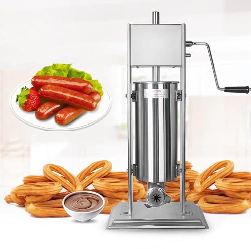 Churros Maskin Kommersiell Spanska Churro Maskin Automatisk Latin Frukt Donut Maskin Syltbar Fyllbar Ihålig Churros Vertikal Korvstoppare Maskin, 7L (5L)