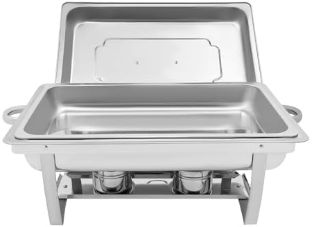 Chafing Dish, rostfritt stål varmhållningsbehållare, 9 l matvärmare, värmebehållare inkl. behållare för brännpasta, buffévärmare, chafing dishes för catering, buffé och fest 62 x 34 x 31 cm