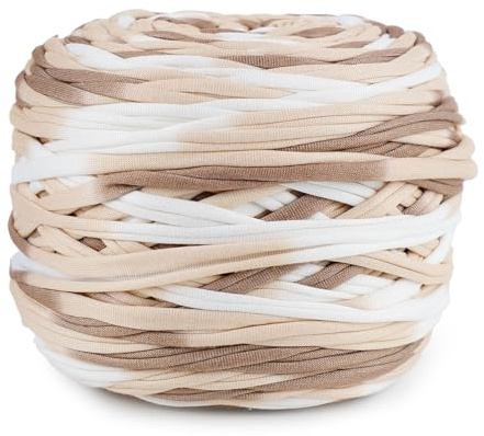 CUEMOON Fettuccia per Borse a Uncinetto, 285g/100m Filati per Borse Uncinetto, Cordoncino per Borse, Cestini, Tappeti, Fai da Te, Decorazioni, Artigianato (caffè intenso)