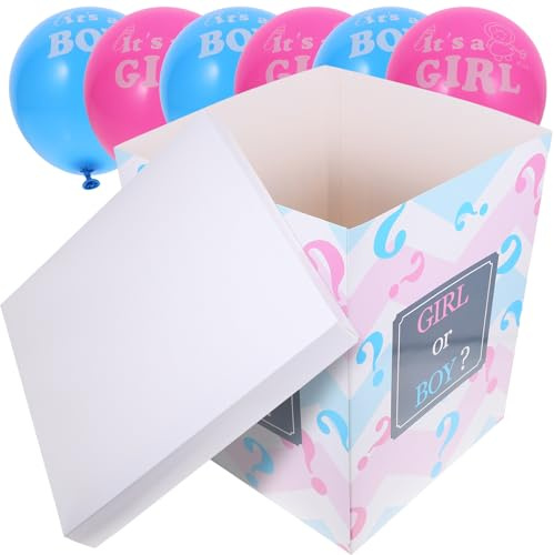PERSELOSO Scatola Gender Reveal con Palloncini per Festa Shower Box Decorativo per Rivelazione Sesso Bimbo o Bimba Materiale Affidabile e Facile da Usare Atmosfera e Colori Vivaci