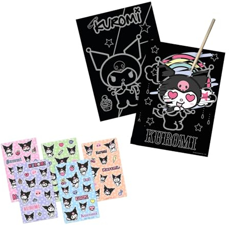 Hello Kitty Coffret de Papeterie, Comprenant 5 Feuilles D'autocollants et Set D'images à Gratter, pour Filles