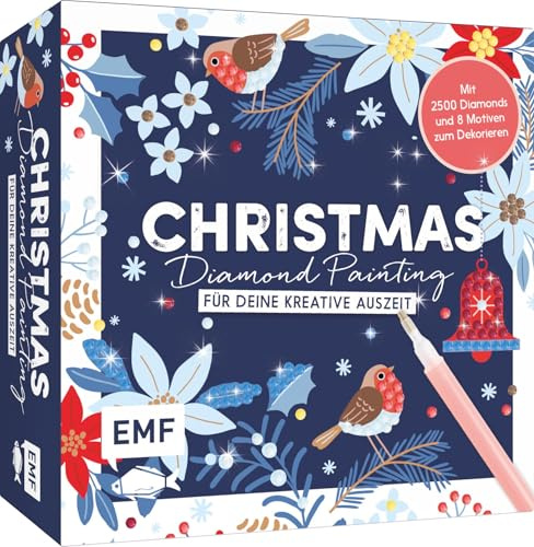 Christmas Diamond Painting - DIY-Set für deine kreative Auszeit: Mit 8 Motiven zum Dekorieren und Verschenken, 2500 Diamanten in 7 Farben und Applikationsstift