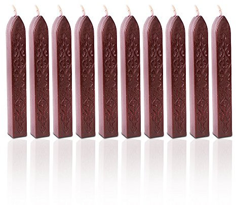 10 Stück Weinrot Siegelwachs Dichtungs Wachs Versiegelung Sticks mit Docht für Retro Vintage Wachs Siegel Stempel