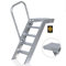 Rux Super Alu Podesttreppe mit Aufstiegshilfe - [5 Stufen] Außentreppe - 1 m Höhe, 58 cm breit - Aluminiumtreppe für Garten, Teiche und Gebäudezugang - Aussentreppen mit Podest - Treppen Bausatz