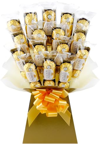 Luxury Chocolate Bouquet Contains 48x Fererro Rocher in a Gold Chocolate Gift Hamper