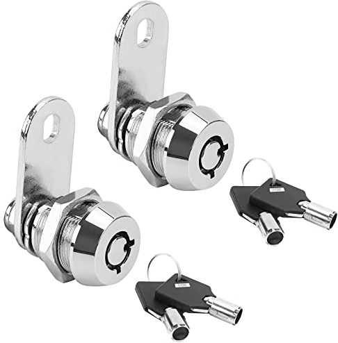 AKEYSRC 2 Pack Tubular Cam Locks 7/8 Cabinet Keyed Alike Chrome