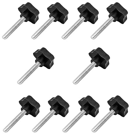 PRIOstahl Feststellschraube Sterngriffschraube Griffschraube Sternmutter - M6 x 50mm 10 Stück Sternkopfschraube Rändelschraube Schraube als Halterung & Fixierung mit Außengewinde aus Stahl