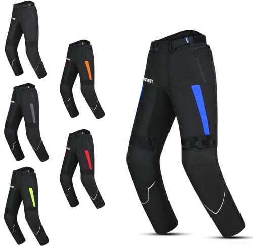PROFIRST Men's Motorcycle Trousers CE AA Armoured Protections Waterproof 600D Cordura Motorbike Pants with Thermal Lining