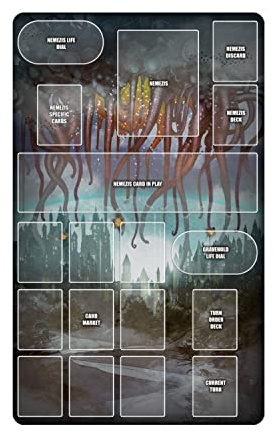 Tapis de Jeu en Caoutchouc avec terrains de Jeu marqués Compatible avec Aeon's End 62 x 38 cm