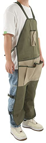 Alomejor Grembiule Protettivo per Gambe da Giardino Grembiule da Lavoro Portatile Multitasche per Vasai e Tatuatori(Cucitura Verde Cachi OD)