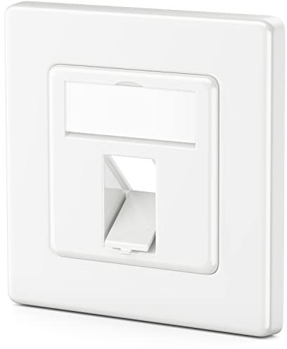 deleyCON 1x 1 Port LAN Junction Box Data Socket Flush-Mounted Socket for Keystone Module 45° Angled Outlet for Keystone Modules with e.g. RJ45 Coaxial F-Connector RJ-11 RCA Jack Toslink PS2