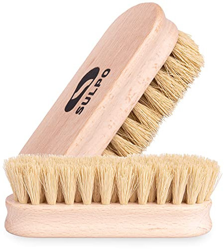 SULPO Spazzola per scarpe 12 Centimetri - Set per la pulizia o la lucidatura delle scarpe pelle - Spazzole morbide - Set di spazzole per scarpe Cappotti - Set di 2 - Colore Naturale.