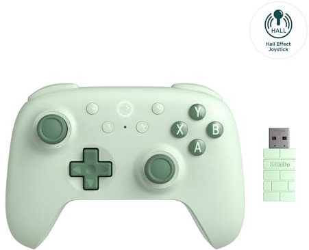 8bitdo Ultimate 2C Wireless Controller für Windows-PC und Android, mit 1000 Hz Abfragerate, Hall-Effekt-Joysticks und Hall-Triggern und Neu Belegbaren L4/R4-Stoßfängern, Turbofunktion (Grün)