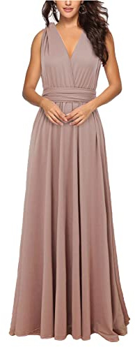 xxxiticat - Abito da sera lungo da donna, elegante abito da damigella d'onore, abito da cocktail, per le feste, cachi, L