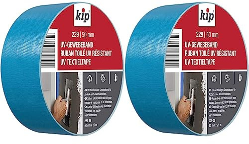 Kip Tape 229-35 Gewebeband – UV-beständiges, breites Gewebe-Klebeband aus PE für raue Untergründe – Panzertape für den Gebrauch drinnen und draußen – 50mm x 25m (Packung mit 2)