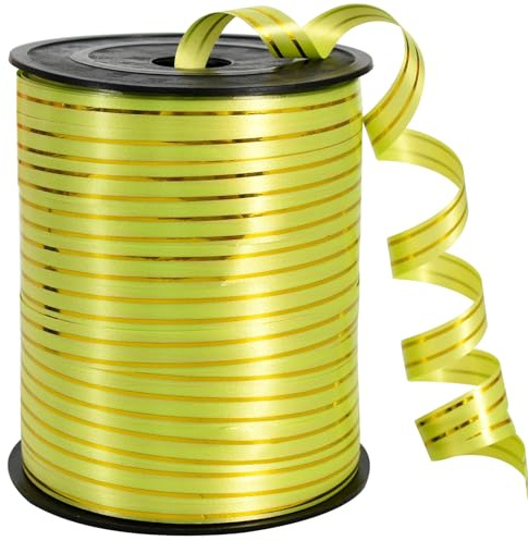 TONIFUL 250 Yards Green Gold Curling Ribbon Balloon String Gift Wrapping | Ribbon for Gift Wrapping Balloons Curling String for Bouquets Crafts Birthday Graduation Christmas New Year Decorations