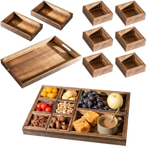 Holztablett groß,Snack Dessert Servierplatte,Kaffee Tee Tablett mit Griff,Rechteckiges Speisetablett für Schoß,Sofa,Bett,Dekotablett Klein,Tablett für Frühstück und Abendessen