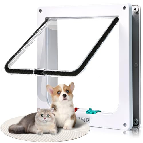 ABS-Acryl Katzenklappe Innentür, Hundeklappe für Hundes, Katzentür-Sicherheits-Haustier-Schiebetür mit 4-Wege-Schloss, Hundetür Fenster Magnets-Verschluss für Wand, Cats Door, Innen Außentür