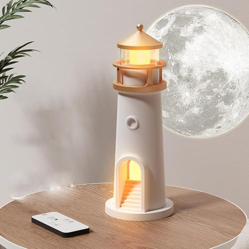 Luz nocturna náutica | Lámpara de noche recargable | Luz nocturna LED náutica | LightHousee | Luz de proyección de luna para habitación de niños, sala de estar, dormitorio, decoración del
