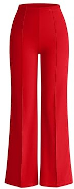 OQQ Women Wide Leg Pants High Waist Casual Pants Fall Clothes Outfits Red