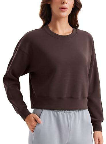 CRZ YOGA SoftAura Rundkrage-tröjor | Persiko-luddig textur, Casual, Avslappnad passform, Pullover, Sweatshirts för kvinnor