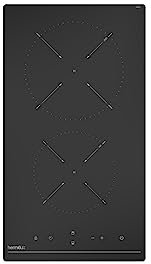 Hermitlux Domino Plaque Vitrocéramique 2 Feux, Table de Cuisson Vitrocéramique 29 cm avec 9 Niveaux de Puissance, Commande Tactile, Convient à Toutes les Casseroles