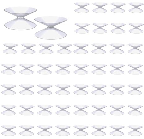AMONENZ Doppelseitig Saugnäpfe Fenster, 50 Stück 35 mm Saugnäpfe für Glasplatten, Transparentes PVC Saugknöpfe, für Glas, Tischspiegel, Fenster